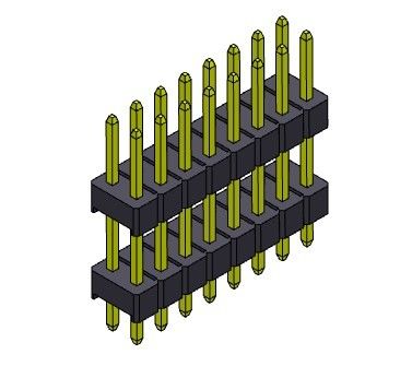 Đầu ghim 1000MΩ 2,54mm Hàng kép LOẠI 2*2PIN đến 2*40PIN H=2,54MM