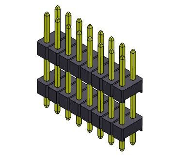 Đầu ghim 1000MΩ 2,54mm Hàng kép LOẠI 2*2PIN đến 2*40PIN H=2,54MM