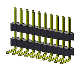 Đầu nối chân cắm 2,00mm Ngăn xếp một hàng R/A LOẠI 1 * 2PIN đến 1 * 40PIN H = 2,00MM