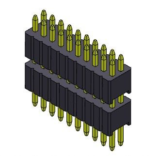 Đầu nối chân cắm 1.27mm Serise Dual Row Stack Loại thẳng 2*2PIN đến 2*50PIN SQ0.40mm