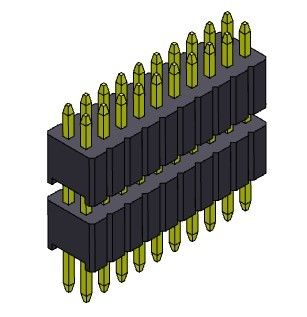 Đầu nối chân cắm 1.27mm Serise Dual Row Stack Loại thẳng 2*2PIN đến 2*50PIN SQ0.40mm