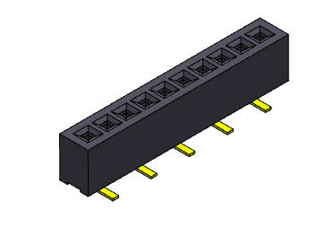 Đầu nối tiêu đề nữ 1,00mm Hàng đơn SMT Loại 1 * 2PIN đến 1 * 40PIN H = 2,10mm