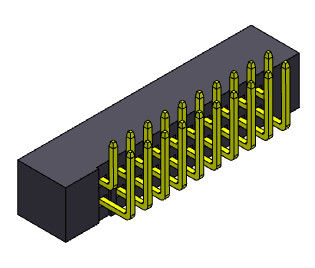 2AMP Tiêu đề hộp sân 2 mm Hàng kép Loại góc bên phải 2 * 8-2 * 25Pin