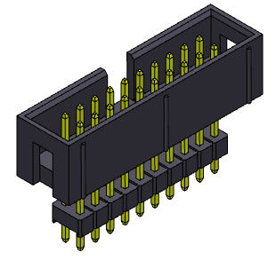 Đầu nối tiêu đề hộp 2,54mm Hàng kép được nâng cao Stright Dip Loại 2 * 3-2 * 32Pin 3AMP