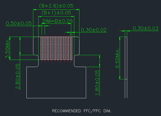 Pitch 0.5mm Fpc Connector 4 Pin đến 68 Pin góc phải 90 ° Dễ dàng trên Smt Type H 2.55mm
